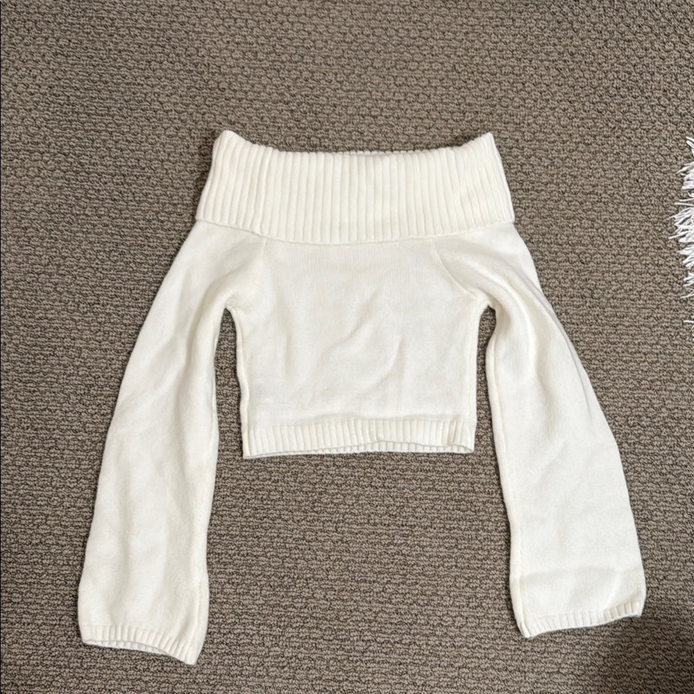 Elegant Off-Shoulder White Sweater
